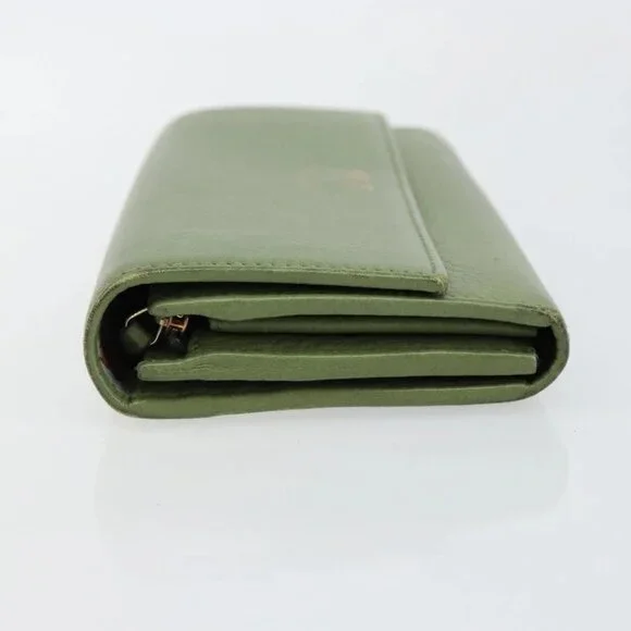 GUCCI Flora Continental Wallet Leather Green Wallets